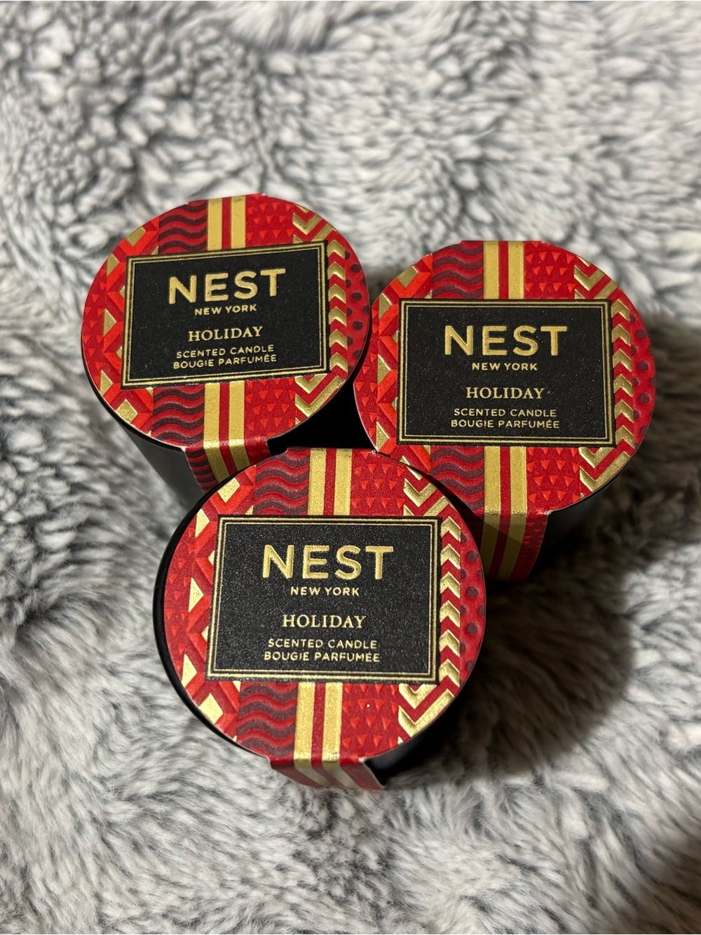 NEST Fragrances Holiday Scented Candle Trio — Red & Gold Accents